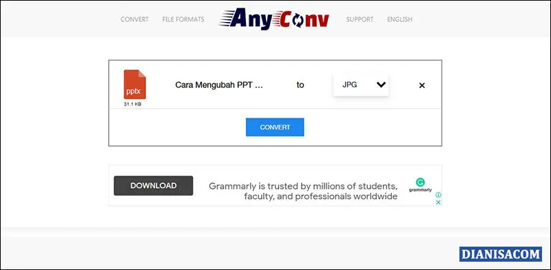 Mengubah PPT ke JPG - Anyconv
