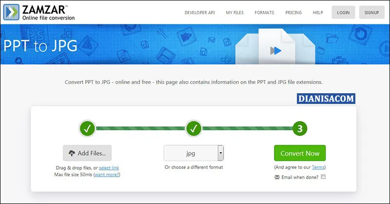 Mengubah PPT ke JPG - Zamzar