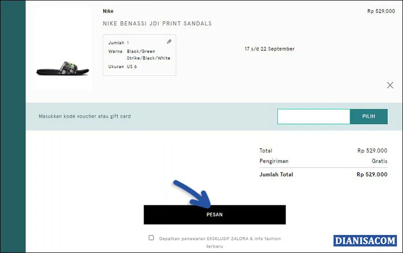 Pesanan Checkout Zalora