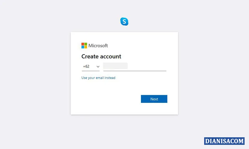1 Masukkan Nomor Telepon atau Email