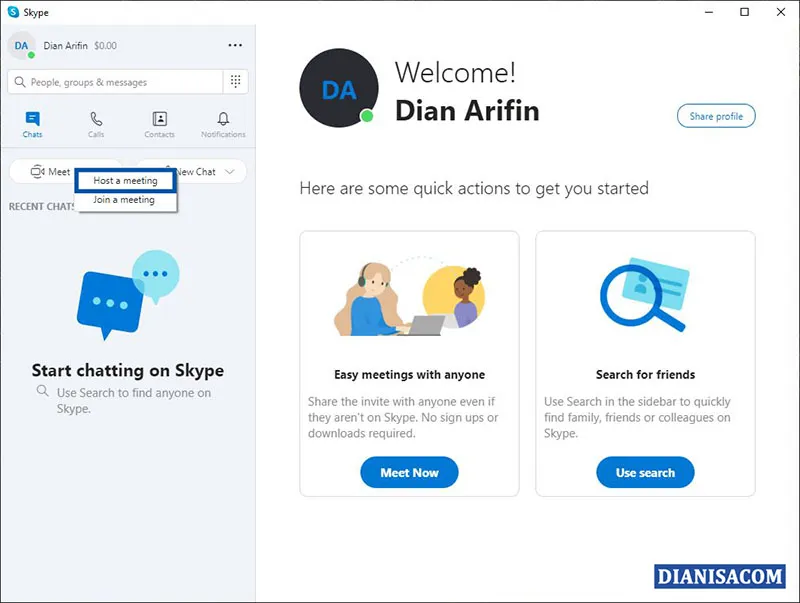 1 Membuat Meeting Skype