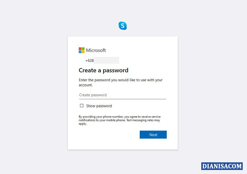2 Buat Password untuk Skype