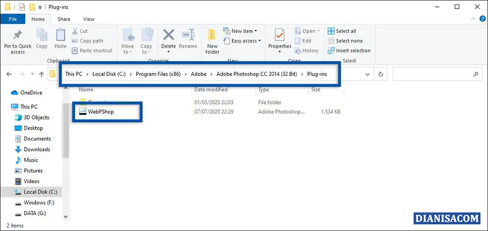 2 Pasang Plug-in WebPShop Photoshop