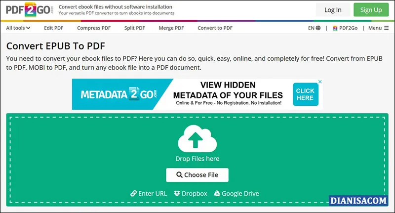 Convert EPUB Lewat pdf2go