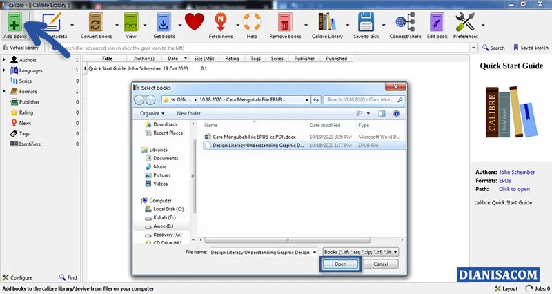 Convert EPUB ke PDF Calibre 1