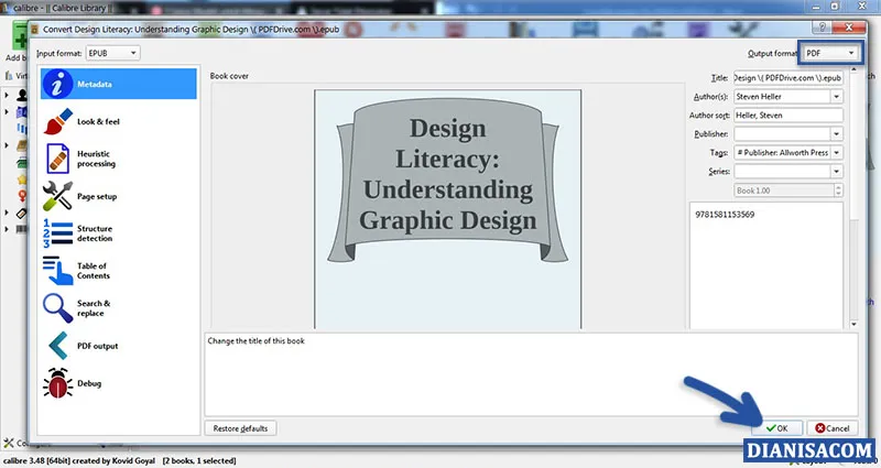 Convert EPUB ke PDF Calibre 2