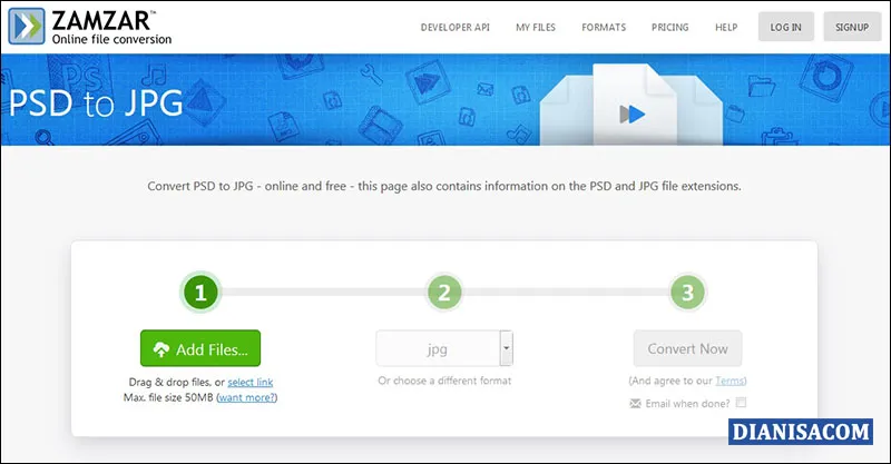 Covert PSD ke JPG Zamzar