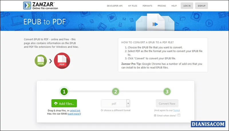 Konversi EPUB Lewat Zamzar