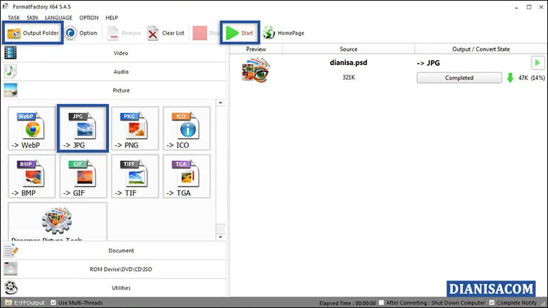 Ubah PSD ke JPG FormatFactory