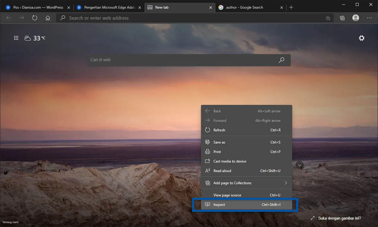 1 Inspect Microsoft Edge