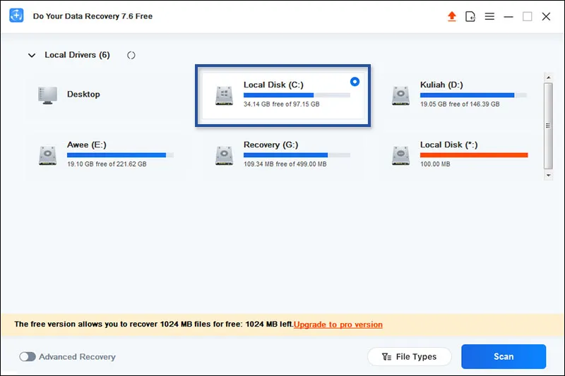 1. Memilih Lokasi yang dipindai