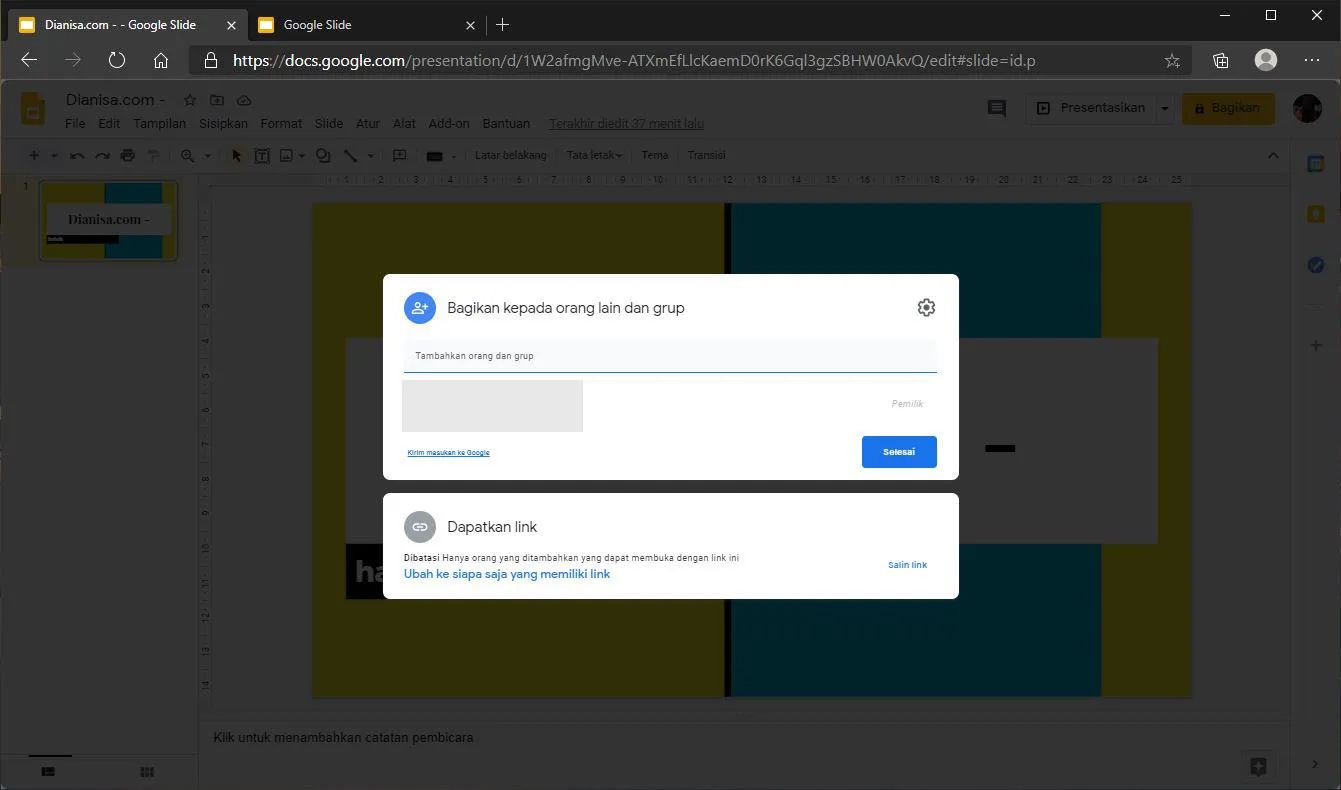 2 Berbagi dan kolaborasi Google Slides