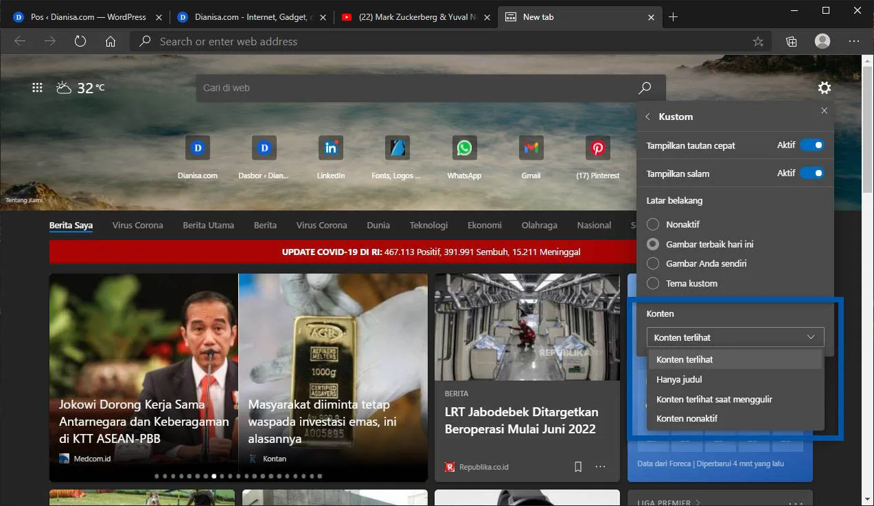 2 Nonaktifkan Konten Berita Microsoft Edge
