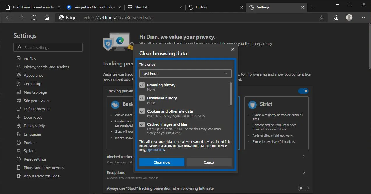 4 Membersihkan Riwayat Browser Microsoft Edge