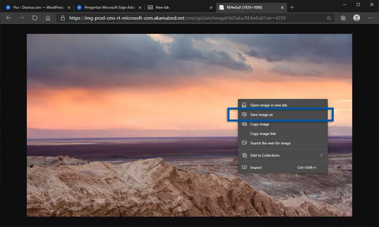 4 Simpan URL Background Microsoft Edge