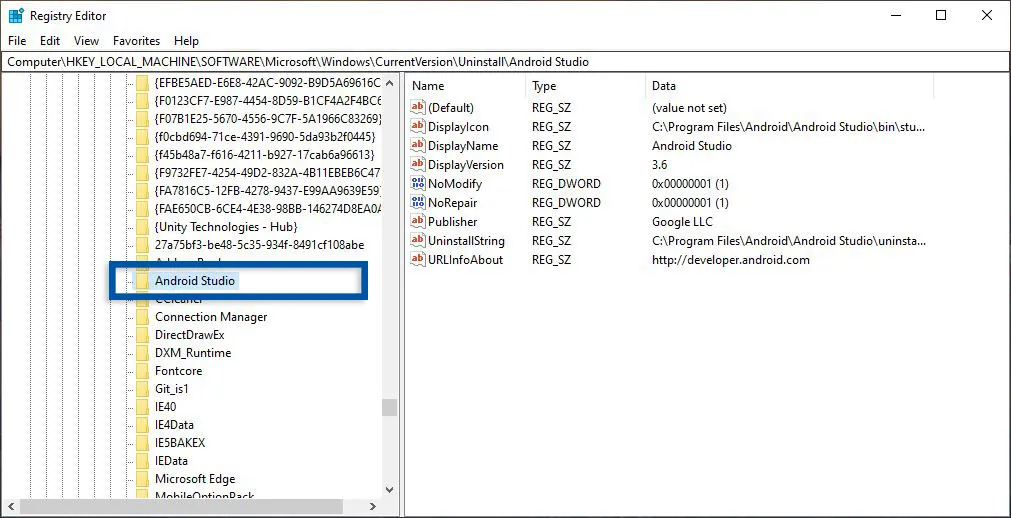 Menghapus aplikasi Windows melalui Regedit