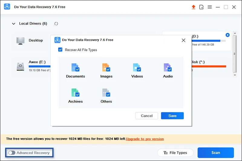 Opsi Pilihan Scan DoYourData