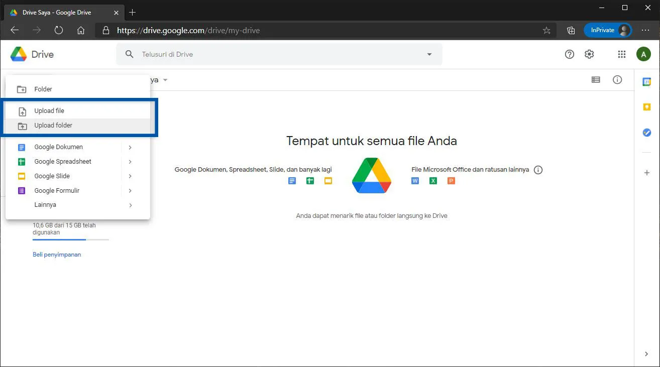 Panduan upload buat file Google Drive