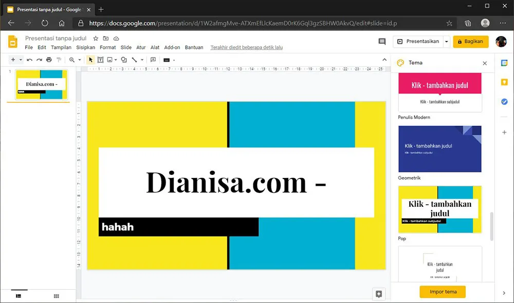 Tampilan Utama Google Slides