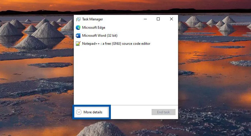 2 Klik more details Task Manager Windows 10
