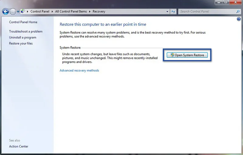 6. Lakukan System Restore