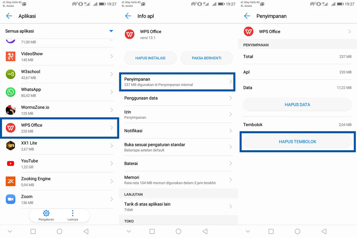 Hapus Cache WPS Office