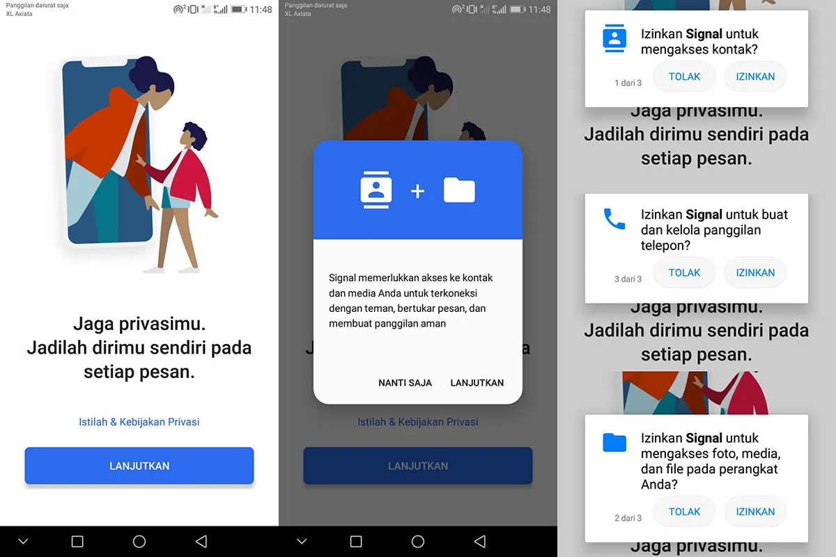 2 Perizinan Aplikasi Signal