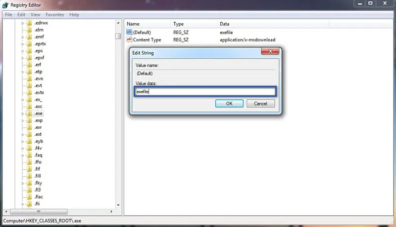 Mengubah pengaturan registri