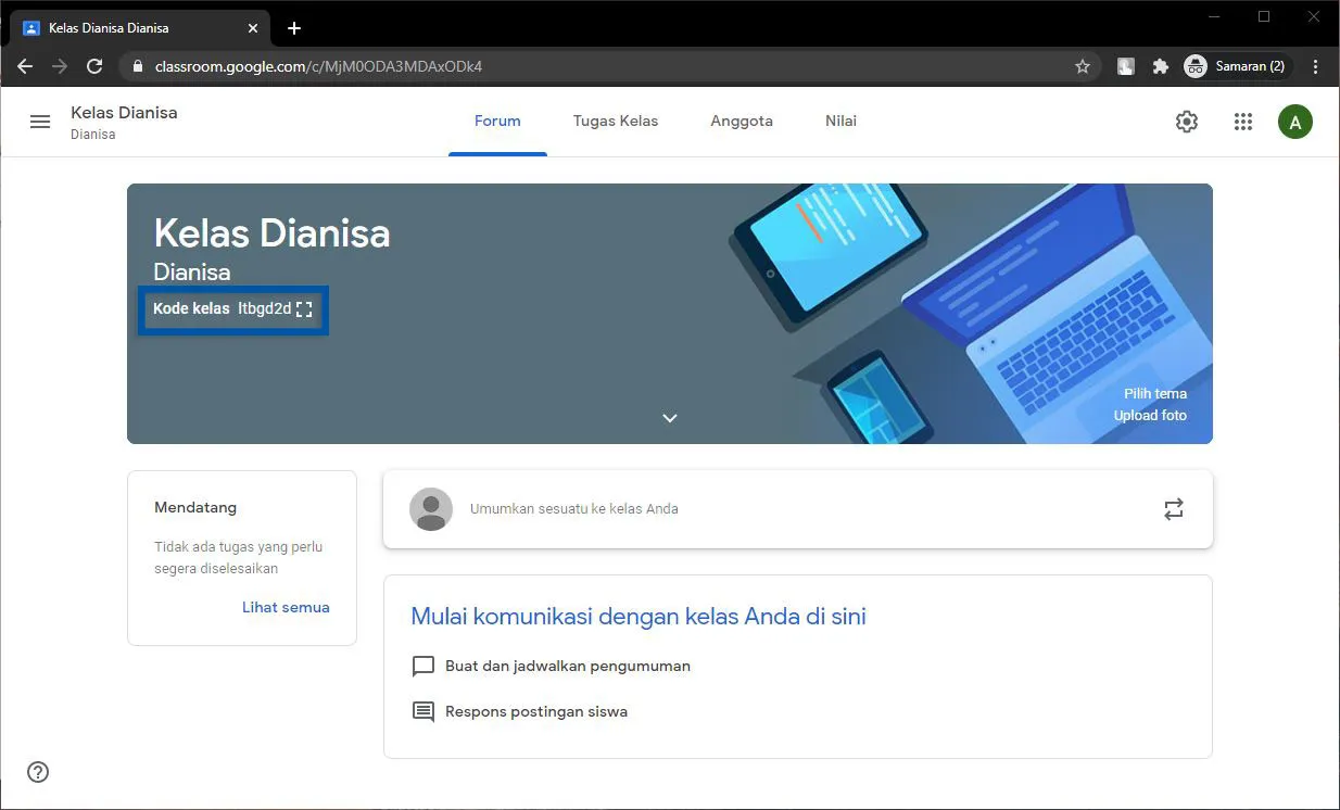 4 Halaman kelas Google Classroom