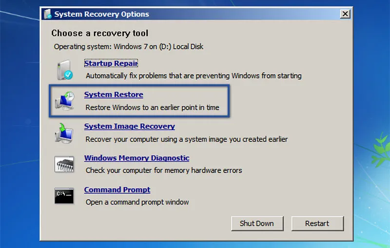5. Menggunakan System Restore