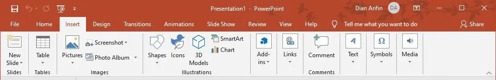 Fitur Insert Microsoft PowerPoint
