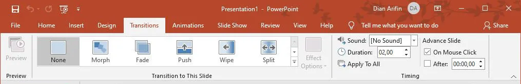 Fitur Transitions Microsoft PowerPoint