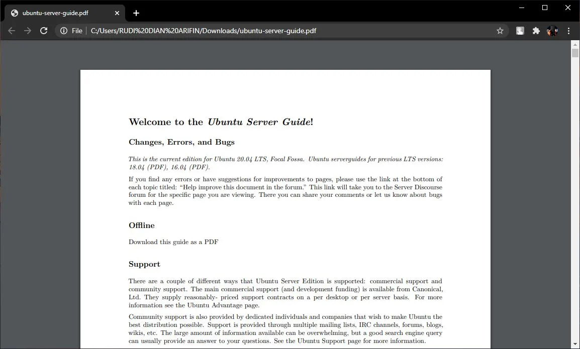 Membuka dokumen dengan Google Chrome