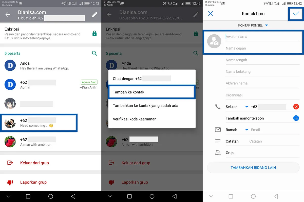 Simpan Kontak di Grup WhatsApp