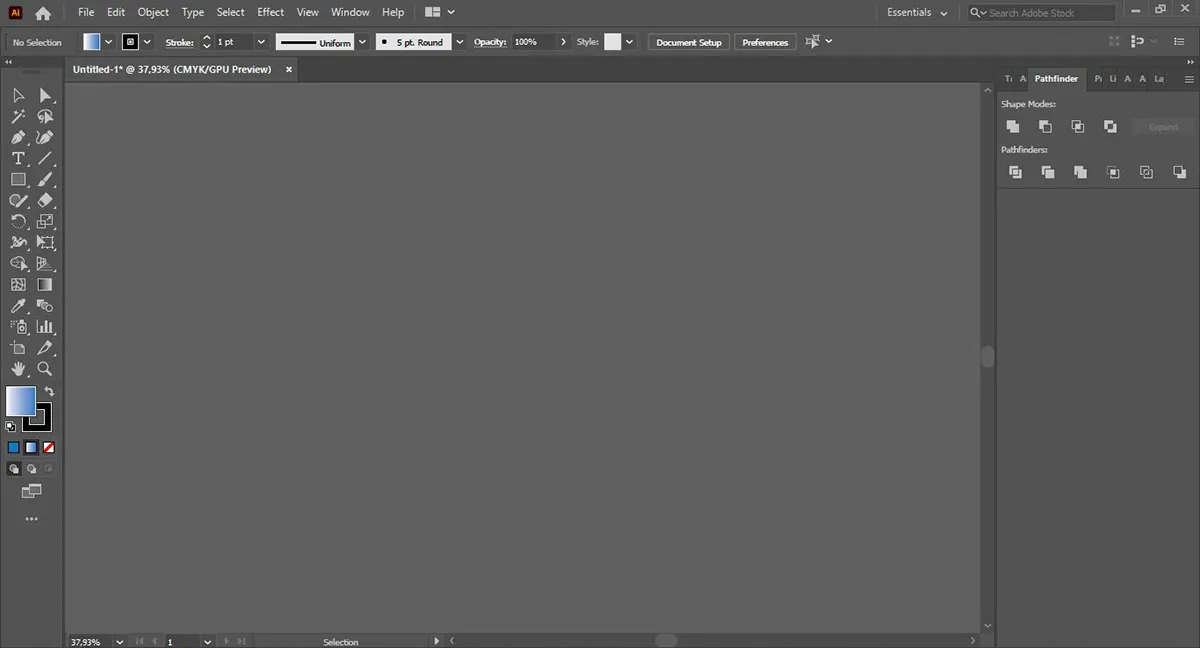 Tampilan Adobe Illustrator
