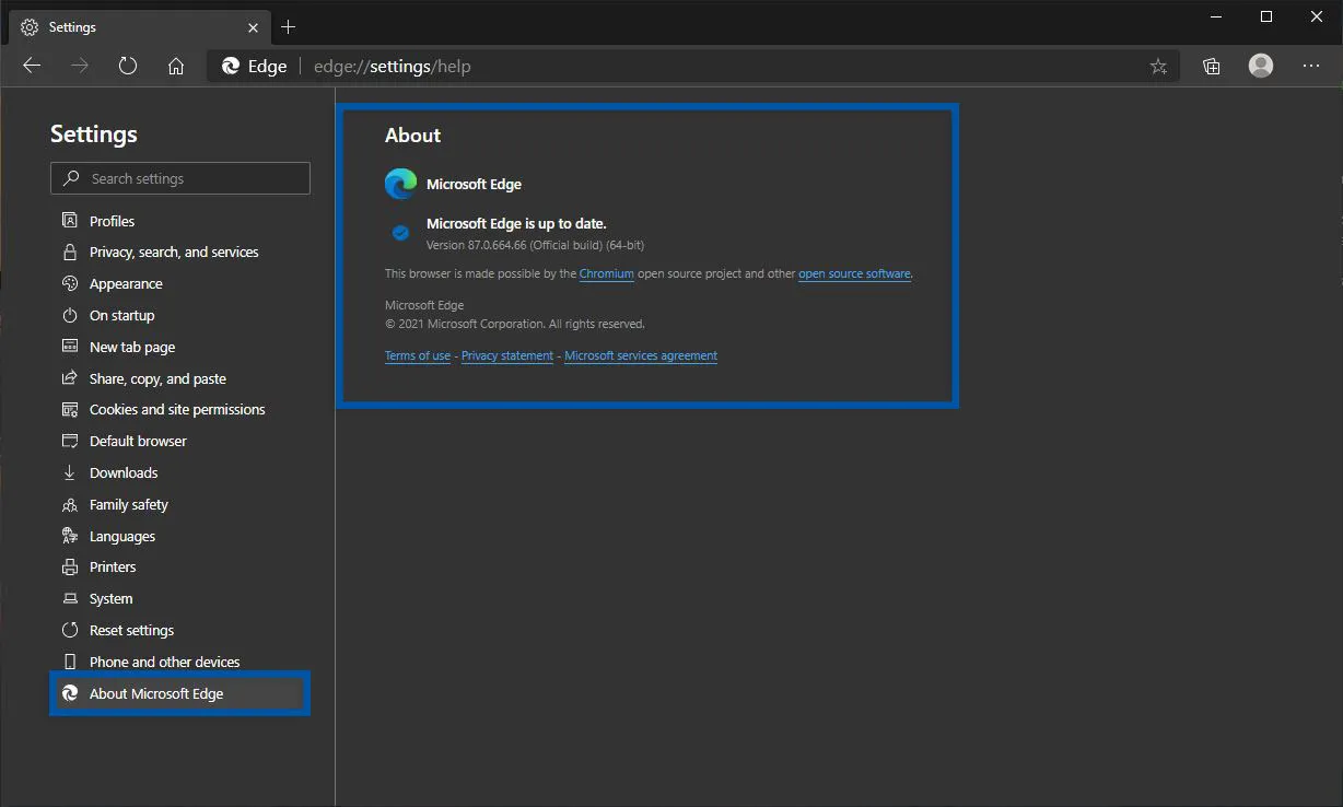 Update Microsoft Edge