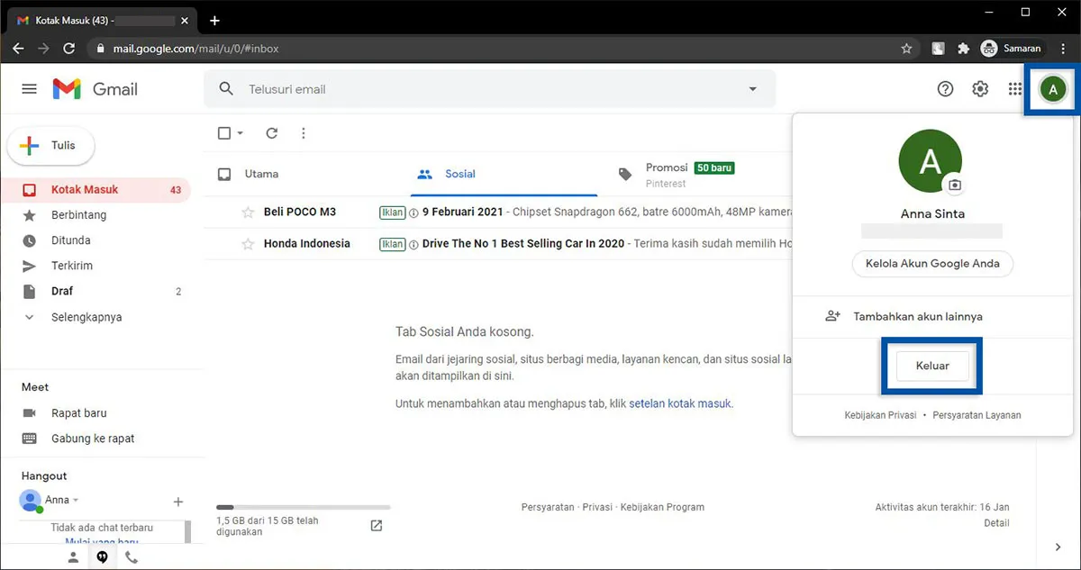 Cara Keluar Akun Google Browser Laptop