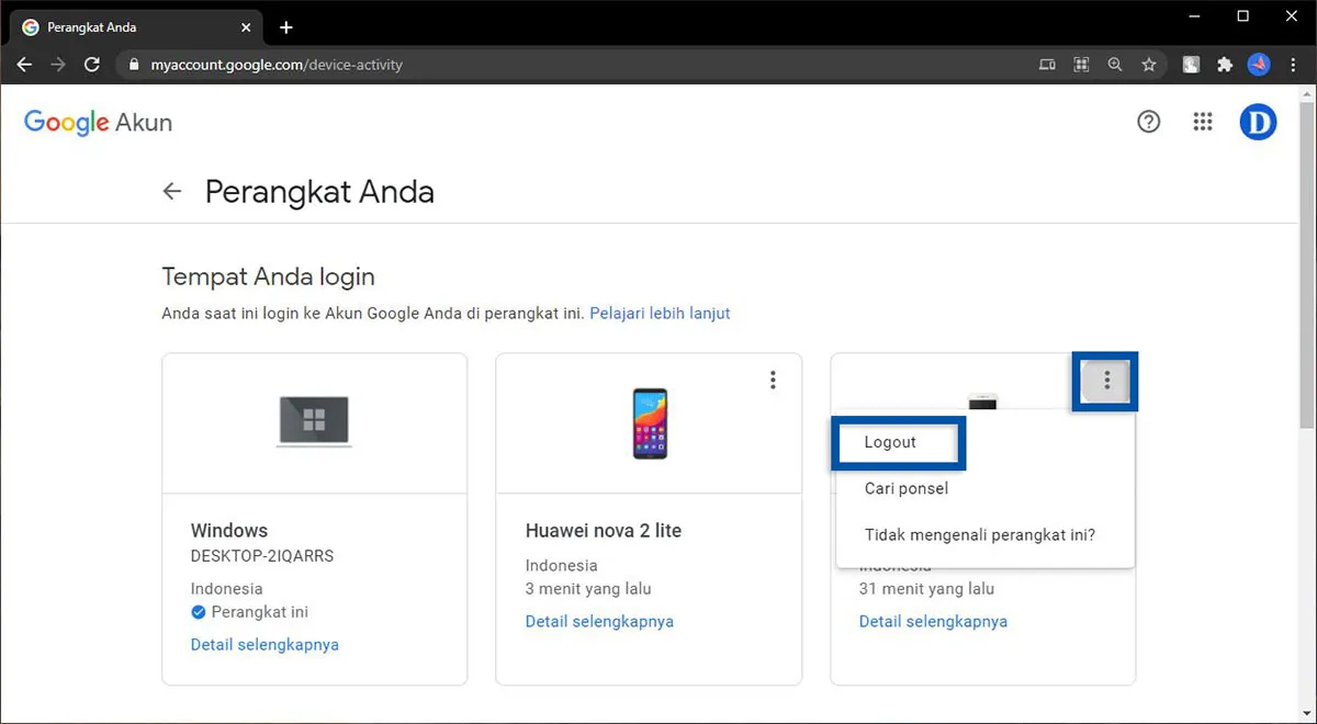 Cara Keluar Akun Google dari Perangkat Lain