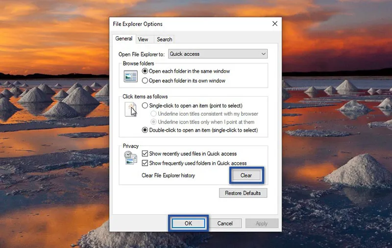 Clear File Explorer History