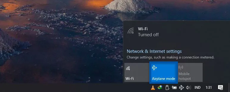Gunakan Airplane Mode Windows