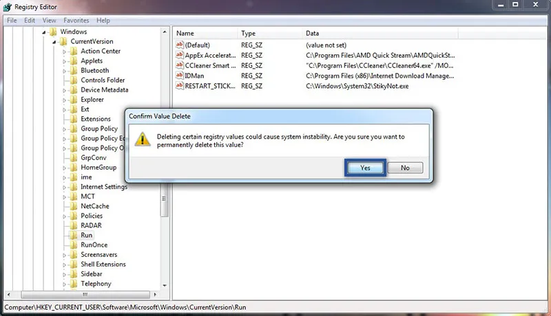 Konfirmasi Hapus Startup Registri