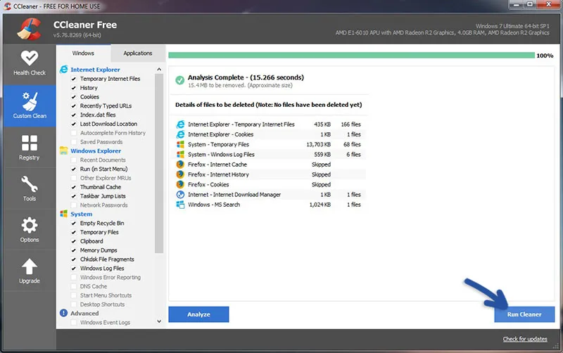 Membersihkan Sampah CCleaner