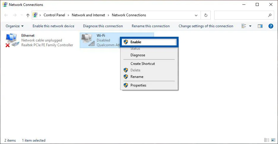 Pastikan Adapter WiFi Enable