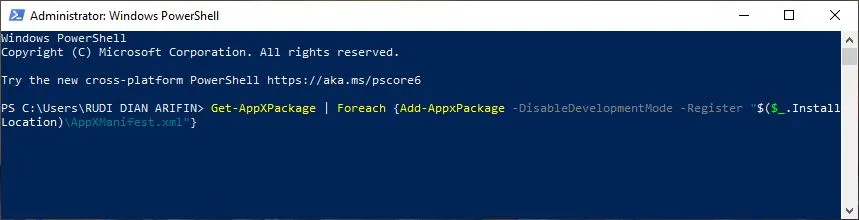 Perintah kedua Windows PowerShell