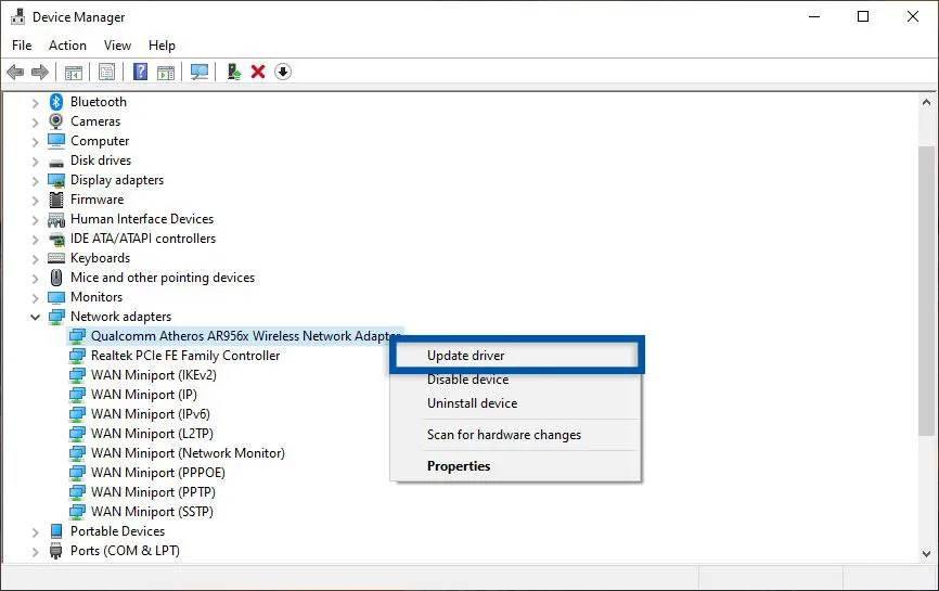 Update Driver Adapter Network Windows