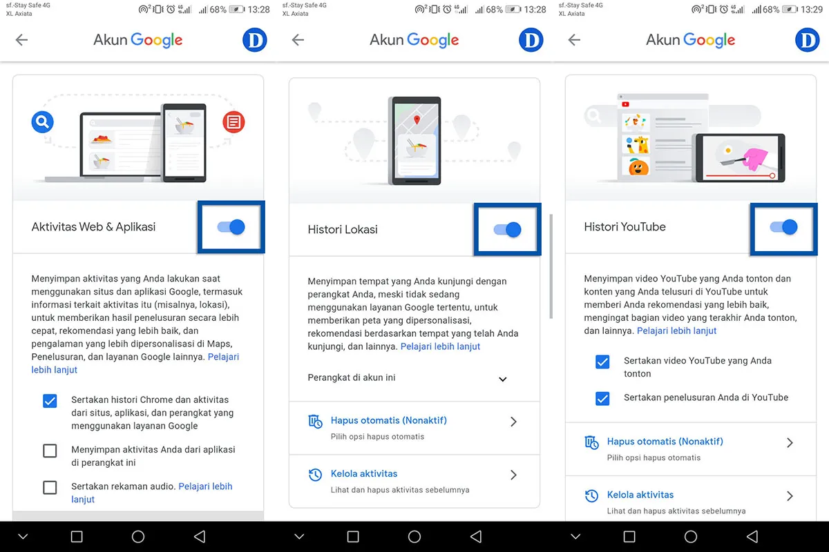 Berhenti Menyimpan Aktivitas Akun Google Android