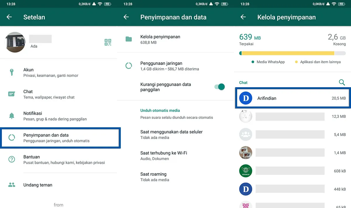 Bersihkan file WhatsApp