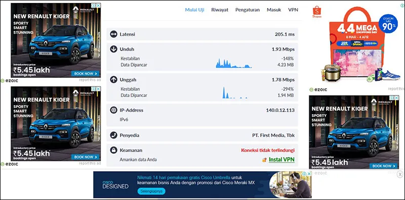 Menggunakan Layanan Speedcheck