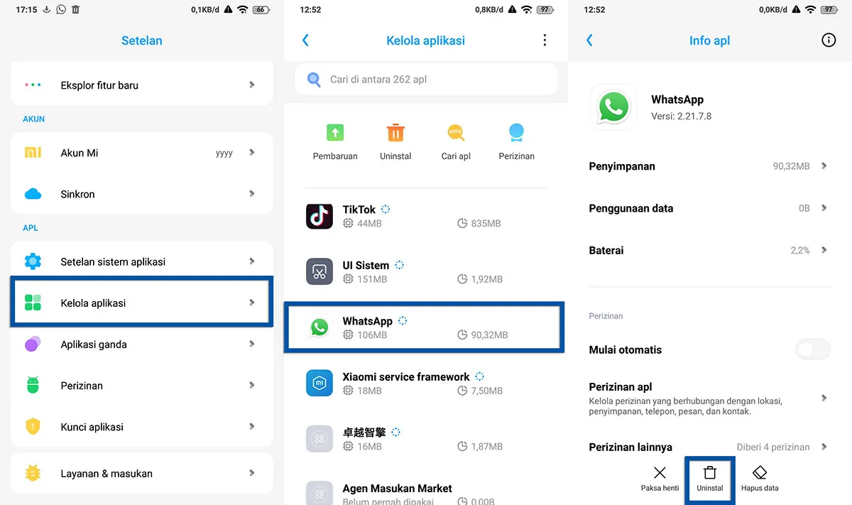 Menghapus Aplikasi Xiaomi