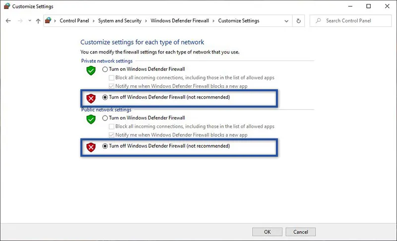 Nonaktif Windows Firewall